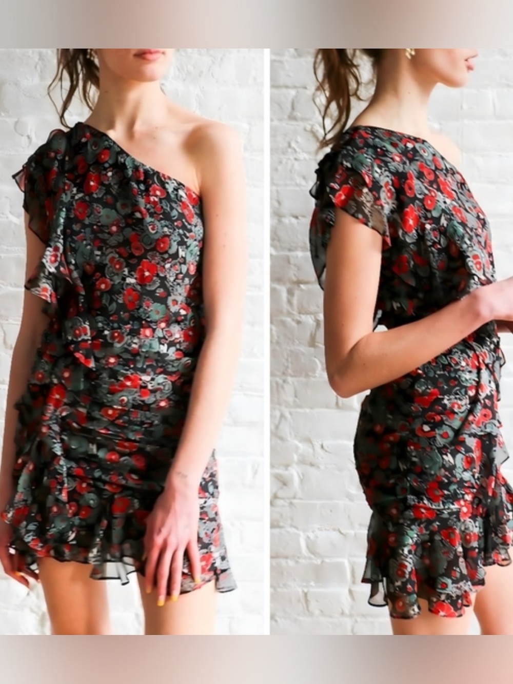 Veronica Beard One Shoulder Ballard Mini Dress